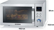 Microondas SEVERIN con función de grill y convección 3 en 1, para descongelar, cocinar y calentar, microondas con plato giratorio, acero inoxidable cepillado/plateado, MW 7774