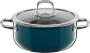 Juego de ollas Silit Compact, 4 piezas, apto para inducción, set de ollas con tapa de cristal, cerámica funcional Silargan, ollas para inducción sin níquel, color petróleo
