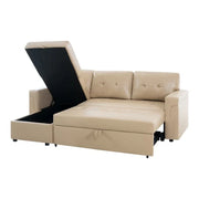 Sofá seccional reversible convertible con cama extraíble, chaise longue con almacenamiento oculto y patas duraderas
