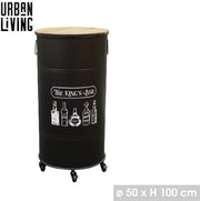 Urban Living "LOFT & Metal Bar BIDON con ruedas DIÁM. 50CM X AL. 100CM