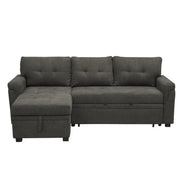 Sofá seccional reversible convertible con cama extraíble, chaise longue con almacenamiento oculto y patas duraderas
