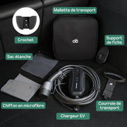 Cargador de coche eléctrico 3,68 kW [10 m, 6/8/10/13/16 A], cable de carga tipo 2 con pantalla digital LCD controlable, compatible con e-208, Spring, 500e, Model 3, Megane EV, Zoe, PHEV/EV