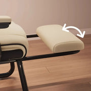 Silla ejecutiva ergonómica de cuero con respaldo alto color amarillo