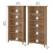 Librero alto de 5 estantes Salinas (juego de 2) de Bush Furniture