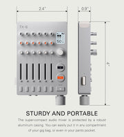 Teenage Engineering TX-6, mesa de mezclas estéreo profesional de 6 canales (interfaz de audio multifuncional, 6 entradas estéreo, 3 salidas estéreo (main/cue/aux), minimezclador)