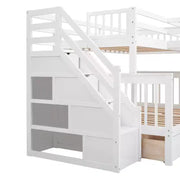 Litera en forma de L Whisen Modern Design, cama individual sobre matrimonial, con 3 cajones, escritorio portátil y armario