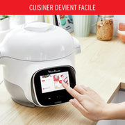 Moulinex Cookeo Touch Wifi Mini, multicocina inteligente de alta presión, 3 litros, 100 recetas integradas y recetas gratuitas vía Wifi, pantalla táctil, YY5132FB, Blanco