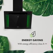 KLARSTEIN Eleonora - campana extractora, CEE A++, capacidad: 426 m3/h, control táctil, iluminación LED RGB, 60 dB, extracción o recirculación de aire, filtro de grasa, 60 cm - negro