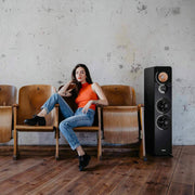 Altavoces estéreo Teufel Ultima 40: par de altavoces de columna HiFi de gama alta, tweeter con corrector de fase, sistema de 3 vías, bass-reflex de doble tubo, música, sonido de cine, juegos - negro