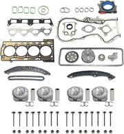 Flynsu Kit de reparación de motor Pistones STD + Kit de cadena de distribución + Juntas de culata de repuesto para A1 A3 1.4 1.6 TSI TFSI Motor: BMY CAV CAVA CTH