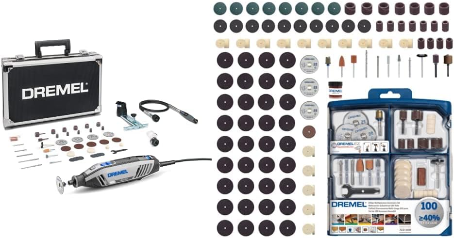 Herramienta rotativa multifunción Dremel 4250, versión exclusiva de Amazon, 175 W, 3 complementos y 35 accesorios + kit SC723 EZ SpeedClic, juego de 100 accesorios para herramienta multifunción