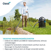 Aspirador de lodos para estanque Oase PondoVac Classic 50529 1400W 3000l/h, tratamiento de agua, 4 boquillas de aspiración para estanque y hogar