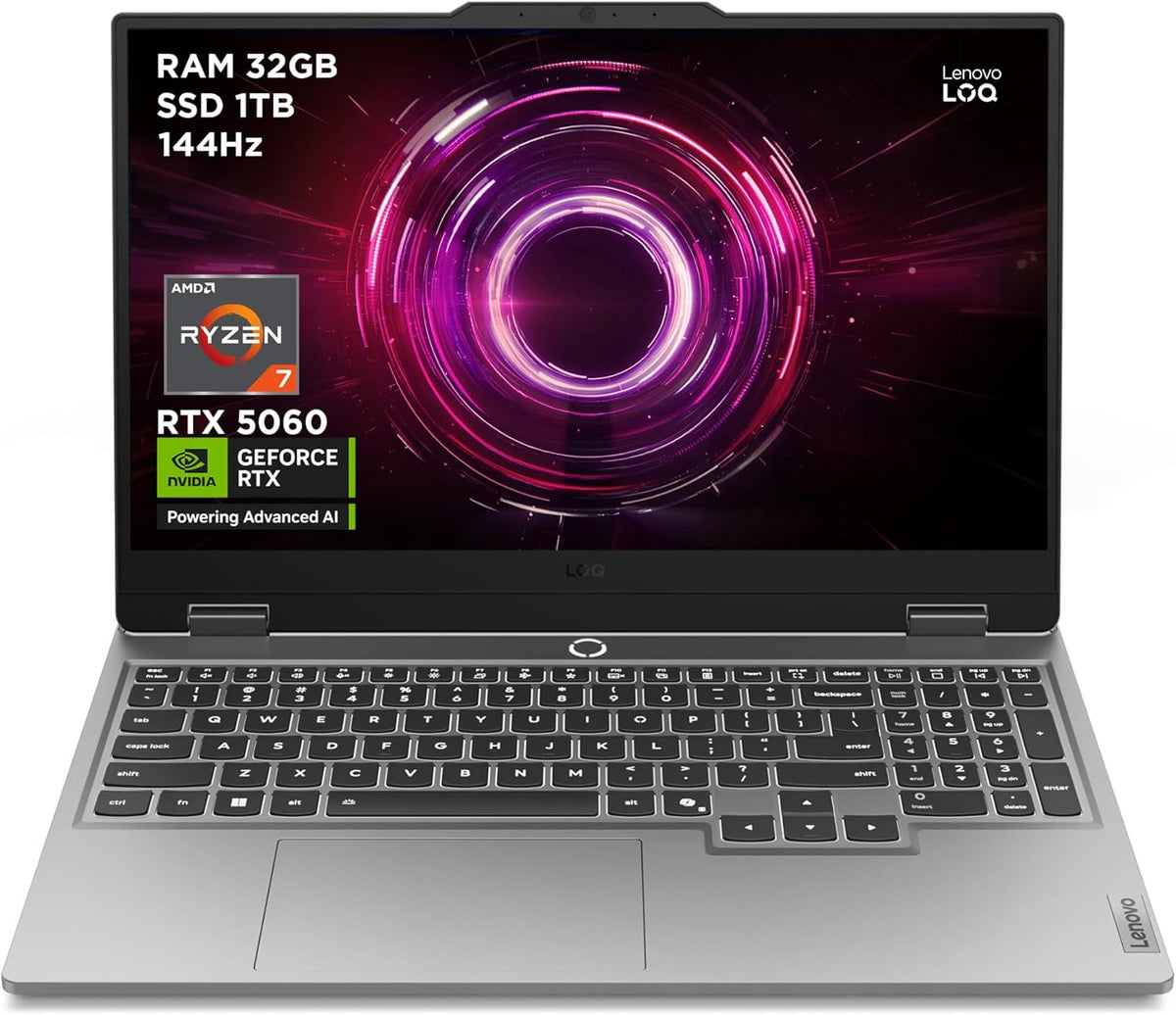 Lenovo LOQ 15AHP10 - Portátil Gaming 15.6'' FHD (AMD Ryzen 7 250, RAM 32GB, SSD 1TB, NVIDIA RTX 5060 8GB, sin Sistema Operativo) Teclado retroiluminado AZERTY Francés - Gris