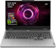 Lenovo LOQ 15AHP10 - Portátil Gaming 15.6'' FHD (AMD Ryzen 7 250, RAM 32GB, SSD 1TB, NVIDIA RTX 5060 8GB, sin Sistema Operativo) Teclado retroiluminado AZERTY Francés - Gris