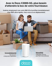 Router 5G TP-Link Deco X3000-5G, sistema Wi-Fi 6 Mesh de doble banda AX3000 Mbps, puerto 2.5G, 2 puertos Gigabit, caja Wi-Fi Mesh 5G con tarjeta SIM, configuración sencilla, módem 5G, libre y compatible con cualquier SIM