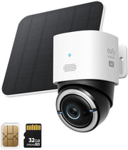 Cámara de vigilancia eufy Security WiFi 4G LTE S330, 4K UHD con movimiento horizontal y vertical, alimentación solar inalámbrica por panel solar, seguimiento de personas/vehículos por IA, con tarjeta SIM (Reacondicionado)