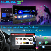 Autoradio Android 13 de 10,1 pulgadas, Apple CarPlay inalámbrico, Android Auto, navegación, DAB+, 1 DIN, Bluetooth, 8 núcleos, 32 GB, WiFi, 4G, GPS, cámara de visión trasera