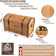 CREATIVE COOPER Baúl de madera 180L – Arcón de almacenamiento clásico en madera de aliso aceitada – Diseño vintage – Para salón, terraza y jardín – 80x50x50 cm