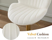 Chairus Juego de 2 taburetes de bar giratorios, silla de bar de terciopelo ajustable en altura, taburetes de bar modernos para cocina con reposapiés, beige