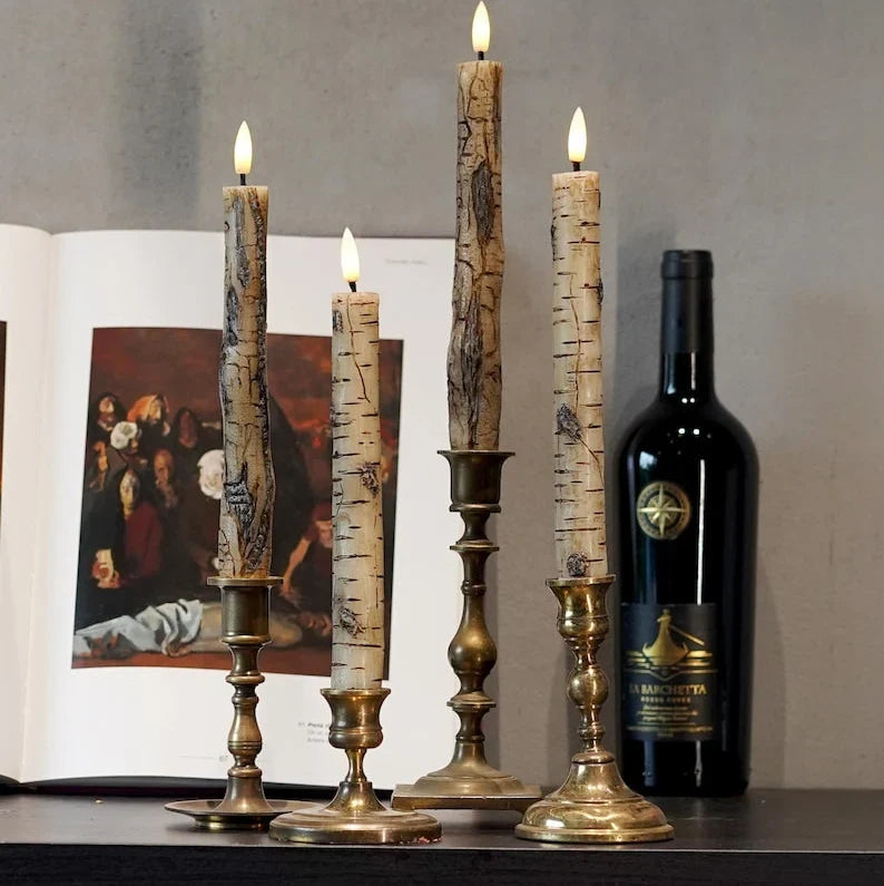 Set de 2 velas sin llama Dark Academia, velas LED góticas, decoración de ambiente, luces de vela envolventes con efecto parpadeante