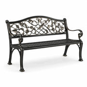 Banco de jardín de metal con ornamentos 125 cm negro