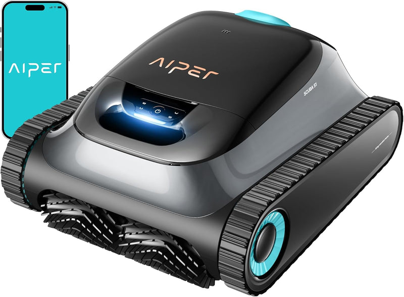 AIPER Scuba S1 (Versión 2025) Robot Limpiafondos para Paredes y Línea de Flotación, Aspiradora de Piscina con 180 Minutos de Autonomía, Filtración Ultrafina, Navegación Inteligente y Control por App