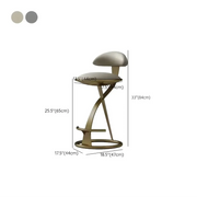 Taburete de bar de cuero beige elegante con estructura de metal dorado de lujo