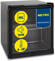 Mini-nevera METRO Professional GPC1046, acero inoxidable/vidrio, 43 x 48 x 51,5 cm, 46 L, negro