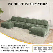 Sofá seccional modular extra grande Dyonery 158, tela de CHENILLE con asiento profundo, montaje sin herramientas