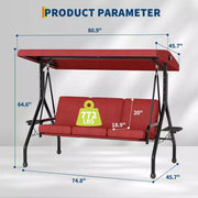 Columpio de porche para exteriores Coolmee de 3 plazas, silla columpio para patio 2 en 1 con cojines extraíbles gruesos y estructura de acero resistente a la intemperie para patio trasero y jardín