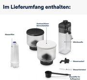 Cafetera superautomática De'Longhi Rivelia EXAM440.55.W con sistema de leche LatteCrema, recipiente de granos intercambiable, 16 bebidas de café y leche con solo tocar un botón, función Extra-Shot, pantalla táctil de 3,5 pulgadas, color blanco