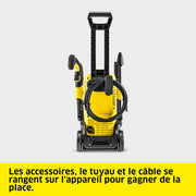 Hidrolimpiadora Kärcher K 3 FJ, presión: máx. 120 bar, caudal: 380 l/h, superficie: 25 m²/h, peso: 4,34 kg, pistola y manguera de alta presión, lanza Vario Power y asa de transporte