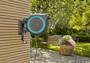 Caja portamanguera de pared Gardena RollUp M/L (turquesa) 25 m: riego flexible para jardines de tamaño mediano a grande, orientable, incluye manguera de calidad de 25 m y ayuda de montaje (18620-20)