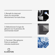 Klarstein ArcticBlend Máquina de hielo 3 en 1, 20 kg/24 h, cubitos de hielo y hielo picado, dispensador de agua, depósito de 6 L, acero inoxidable, máquina de hielo doméstica, negro