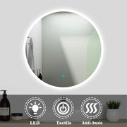 Conjunto de muebles de baño AICA de 80 cm con lavabo + columna + espejo redondo luminoso, roble Wotan