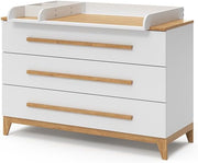Cambiador VitaliSpa Malia, blanco/roble, 133 x 98 cm XL con 3 cajones