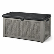 Baúl de jardín de polirratán plástico 300L gris/negro