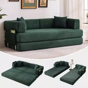 Sofá Cama Convertible 5 en 1, Sofá Cama Modular de Pana de 78.8" con Estructura Robusta, Futón Multifuncional para Espacios Pequeños, Sala de Estar y Habitación de Huéspedes