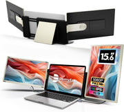 Domyfan Monitor triple portátil de 15,6" para portátil, 120% sRGB FHD 1080P, adecuado para portátiles de todos los tamaños, conexión USB tipo C, HDMI, plug and play, para Mac, Windows, Chrome, Android