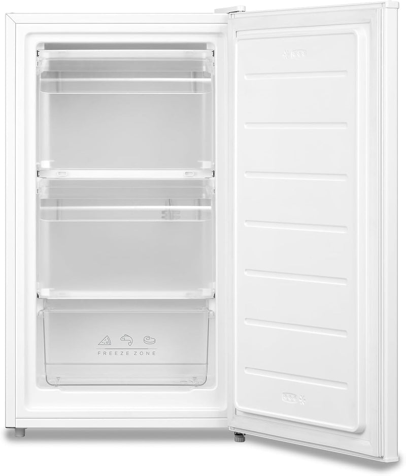 RCU60WH2(E) Congelador vertical de 60L con cajones, 3 cajones de congelación, una puerta, temperatura ajustable, puerta reversible, silencioso, independiente, blanco
