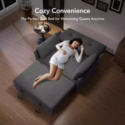 Sofá cama extraíble 3 en 1 de 51 pulgadas, sofá biplaza convertible con respaldo reclinable ajustable, sofá tapizado en chenilla, bolsillo lateral
