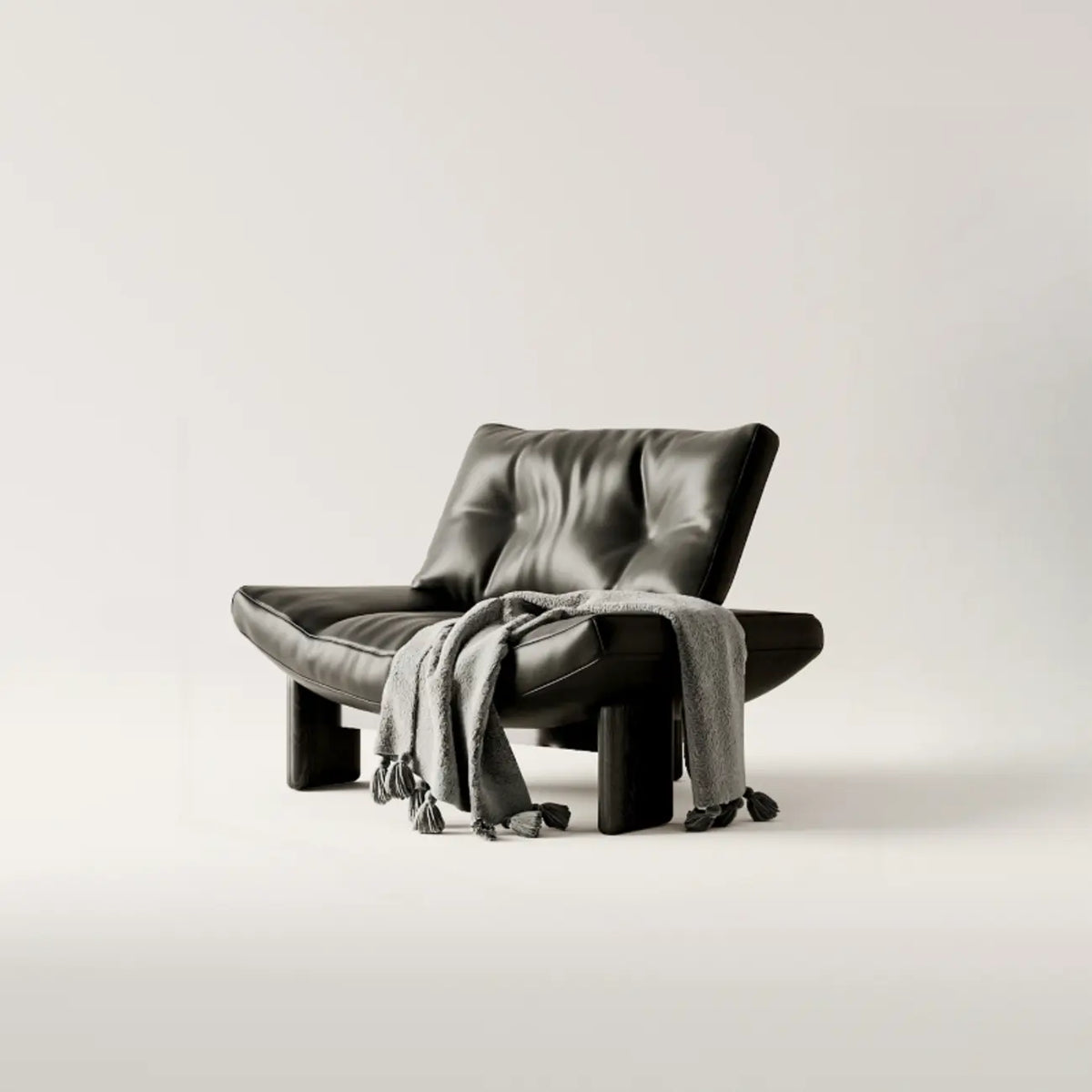 Sillón decorativo de chenilla sin brazos, tapizado, negro contemporáneo