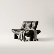 Sillón decorativo de chenilla sin brazos, tapizado, negro contemporáneo