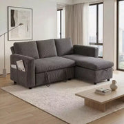 Sofá cama seccional Dyonery de 81", sofá cama en forma de L con chaise longue de almacenamiento reversible, USB, respaldo reclinable