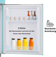 Refrigerador con congelador Merax, combinación frigorífico-congelador, frigorífico pequeño con 51L y congelador de 21L, silencioso, LED, estantes de vidrio, cajón para verduras, estantes en la puerta, para cocina, sala de estar, oficina, negro