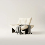 Sillón decorativo de chenilla sin brazos, tapizado, negro contemporáneo