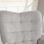 Sillón mecedora HOMCOM, butaca mecedora con tela de pana, reposabrazos, sillón acolchado con respaldo alto, patas de madera, sillón relax moderno para salón, dormitorio, hasta 120 kg, gris claro