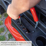 Tractor cortacésped térmico Scheppach MR225-61 - 4,4 kW - 6 CV - Ancho de corte 61 cm - Altura de corte ajustable 35-75 mm - Jardines de hasta 2600 m² - Cesta de 150 l