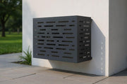 Cubierta para Aire Acondicionado Exterior Amaro Arlberg Talla S - 90 x 68 x 60 cm – Acero Gris Antracita con Diseño de Líneas – Protección Sólida, Elegante y Duradera para Unidad Exterior de Bomba de Calor