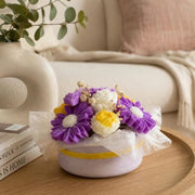 Ramo de flores de cera de soja perfumadas en maceta decorativa, hecho a mano, reutilizable